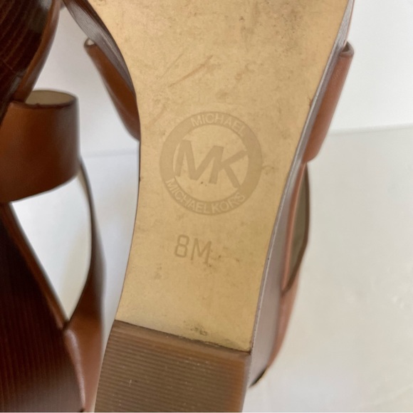 Michael Kors Elena Stacked Leather Wedge Size 8 - Picture 14 of 15